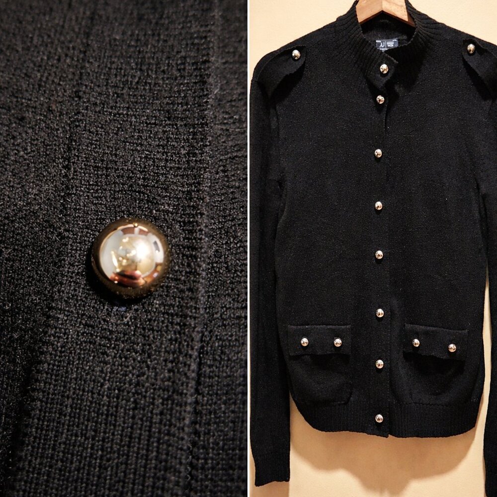 🖤 Armani Exchange Cashmere Blend Black Military-Style Button Cardigan 🖤
